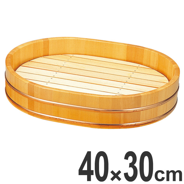 盛器 木製 尺3 小判桶盛込器 目皿付き 皿 食器 刺身 お造り 食器 盛り皿 ( お皿 大漁盛り 器 うつわ 和食器 舟盛り 盛る 魚 懐石 懐石料理 飲食店 料亭 旅館 大皿 小判型 )