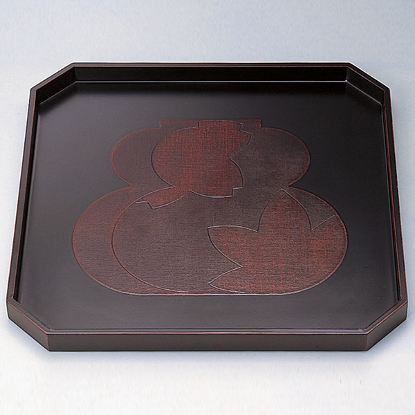 正角盆 木製 尺1.5 隅切瓢春秋 曙 盆 懐石盆 敷膳 越前漆器 漆塗 角盆