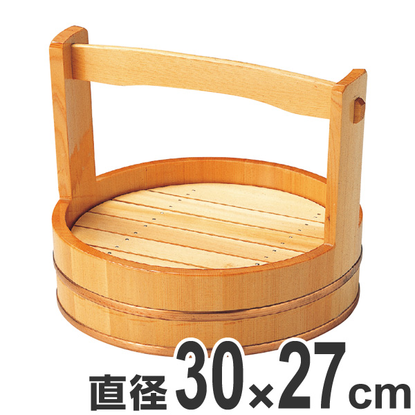 おかもち 木製 一尺 岡持 取っ手付き 目盛付 桶 業務用 （ お皿 大漁盛り 器 うつわ 和食器 舟盛り 盛る 魚 懐石 懐石料理 飲食店 料亭 旅館 大皿 桶盛 ）