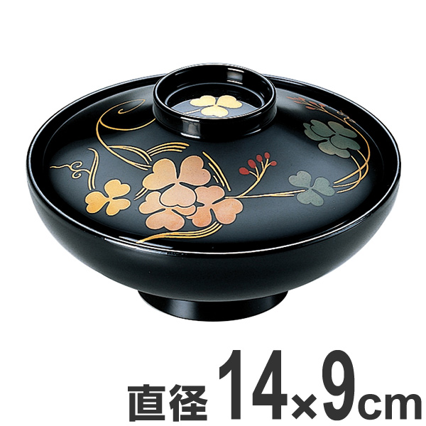 D1667 大向高洲堂 輪島塗 黒塗 高台寺蒔絵 吸物椀 5客 木製漆器 汁椀 