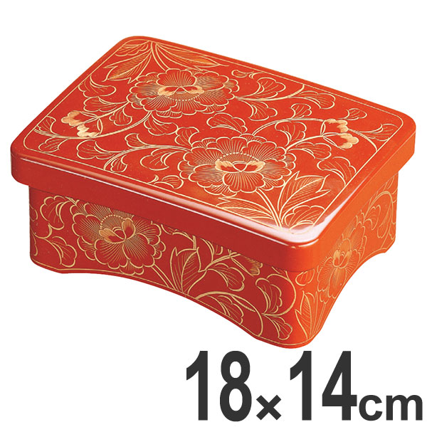 うな重 器 角 殿様丼重 洗朱 総沈金ぼたん 内洗朱 漆塗 一段 漆器 重箱 丼重 うなぎ 食器 業務用 ( 脚付き 和食器 和風 鰻丼 朱塗 鰻 ウナギ 沈金 うな丼 漆塗り 漆 塗り 脚 高級感 蓋付き )