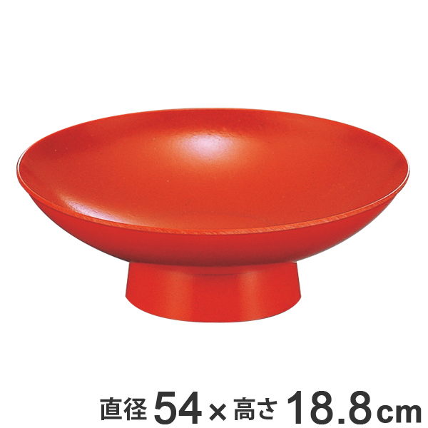 盛器 尺8寸 大盃盛器 朱 DX型 越前漆器 漆塗 業務用 ( 大皿 大鉢 54cm 脚付き 盃型 大盃 盛り込み皿 尺皿 刺身 寿司 宴会料理 盛り合わせ 皿 食器 うつわ 漆塗り )