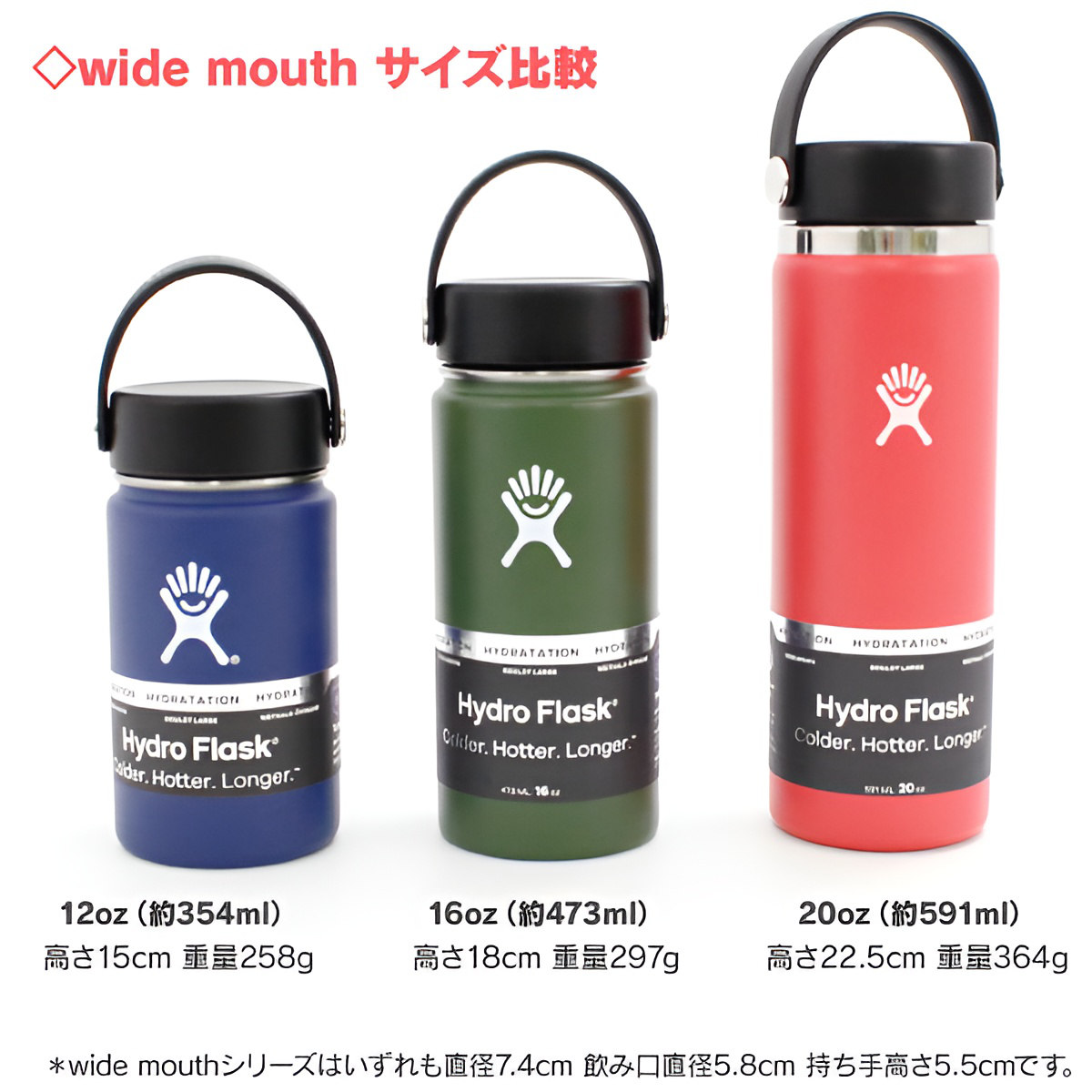 水筒 Hydro Flask Wide Mouth 20oz 591ml （ ハイドロフラスク ワイドマウス 保温 保冷 ステンレスボトル 直飲み  マグボトル マグ ボトル ダイレクト ） 【ブラック】