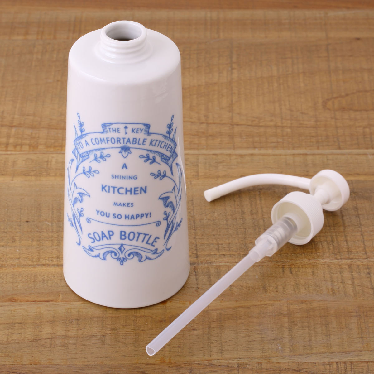 石鹸ボトル 600ml アンティケール キッチン ソープボトル 陶器 ( ディスペンサー ボトル 洗剤 ソープ 詰替えボトル 詰め替え用 600 日本製 陶器製 ハンドソープ アルコール ロングノズル プッシュ 容器 リキッド ポンプ 大容量 ) 【ベリー】 ベリー