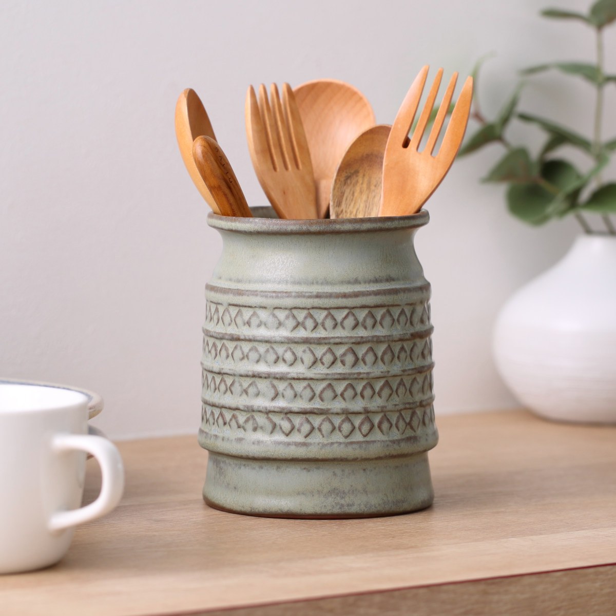 カトラリースタンド スカンジナビア ツールスタンド 磁器 日本製 ( カトラリー スタンド せっ器 北欧 キッチンツール収納 調理道具 キッチンツール 収納 調理道具立て 食洗機対応 花瓶 フラワーベース マット おしゃれ かわいい ) 【マットブロンズ】 マットブロンズ
