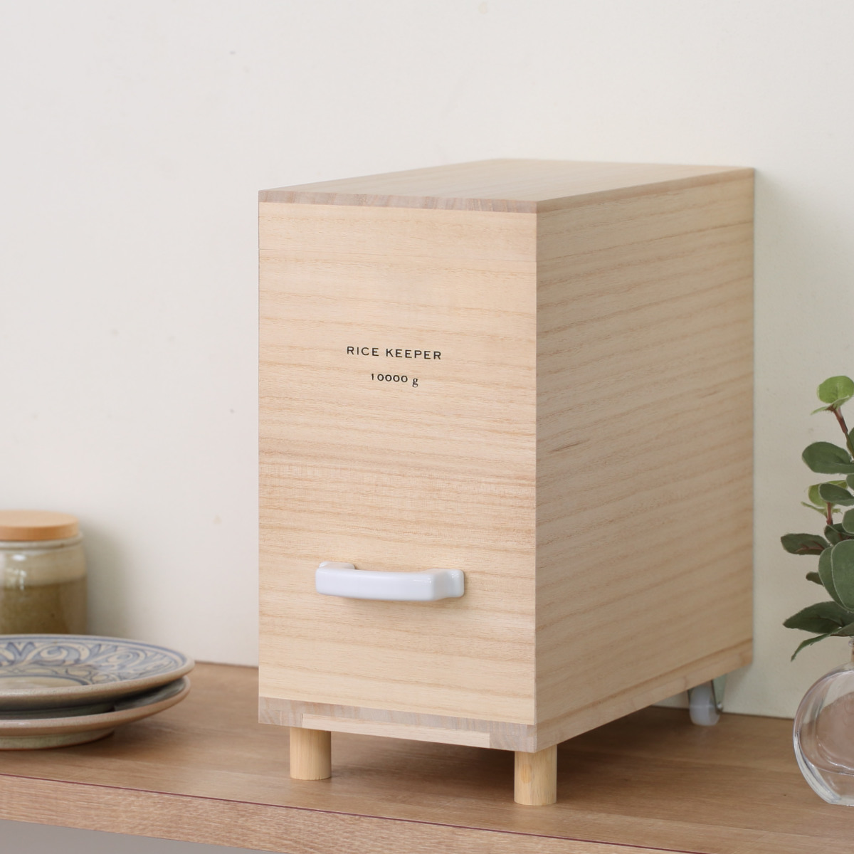 ライスストッカー 技物専科 米びつ 10kg用 キャスター付き 桐製 日本製 ( 米櫃 こめびつ ライスボックス キャスター 保存容器 おすすめ 10kg 10キロ 桐 和風 桐製米びつ お米 収納 保存 ストッカー キッチン スリム すき間 隙間 )