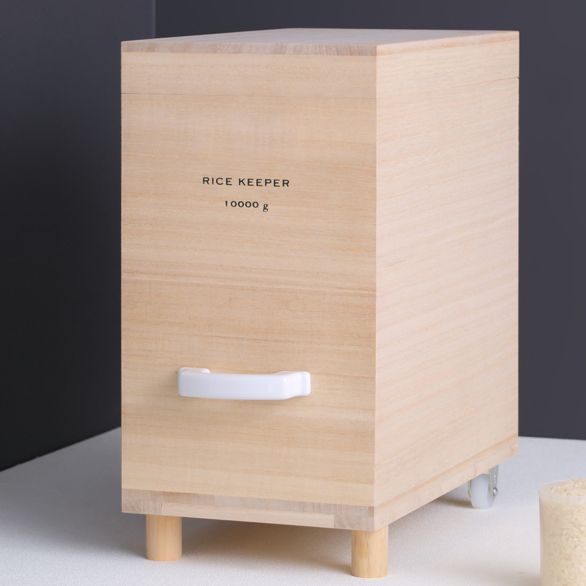 ライスストッカー 技物専科 米びつ 10kg用 キャスター付き 桐製 日本製 ( 米櫃 こめびつ ライスボックス キャスター 保存容器 おすすめ 10kg 10キロ 桐 和風 桐製米びつ お米 収納 保存 ストッカー キッチン スリム すき間 隙間 )