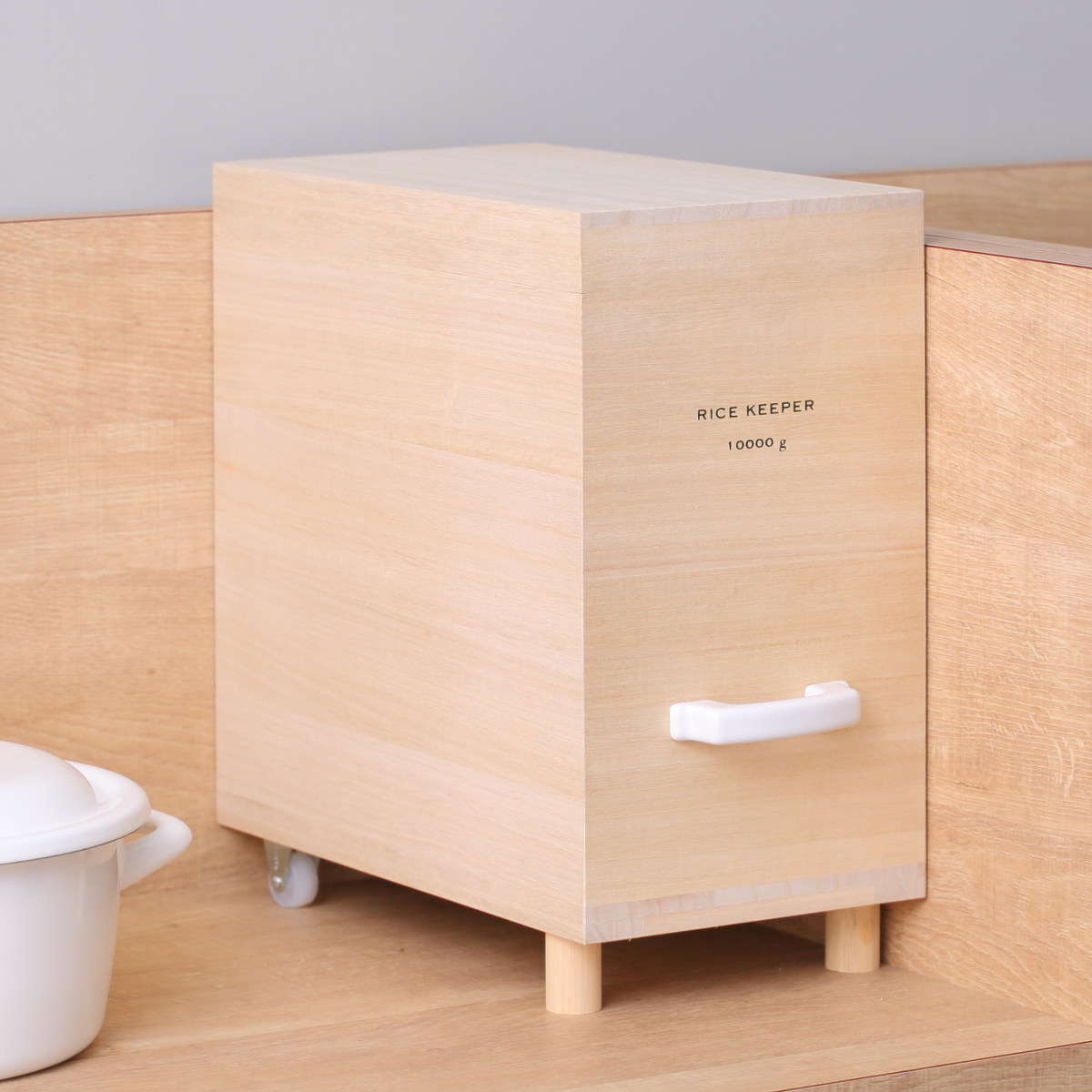 ライスストッカー 技物専科 米びつ 10kg用 キャスター付き 桐製 日本製 ( 米櫃 こめびつ ライスボックス キャスター 保存容器 おすすめ 10kg 10キロ 桐 和風 桐製米びつ お米 収納 保存 ストッカー キッチン スリム すき間 隙間 )