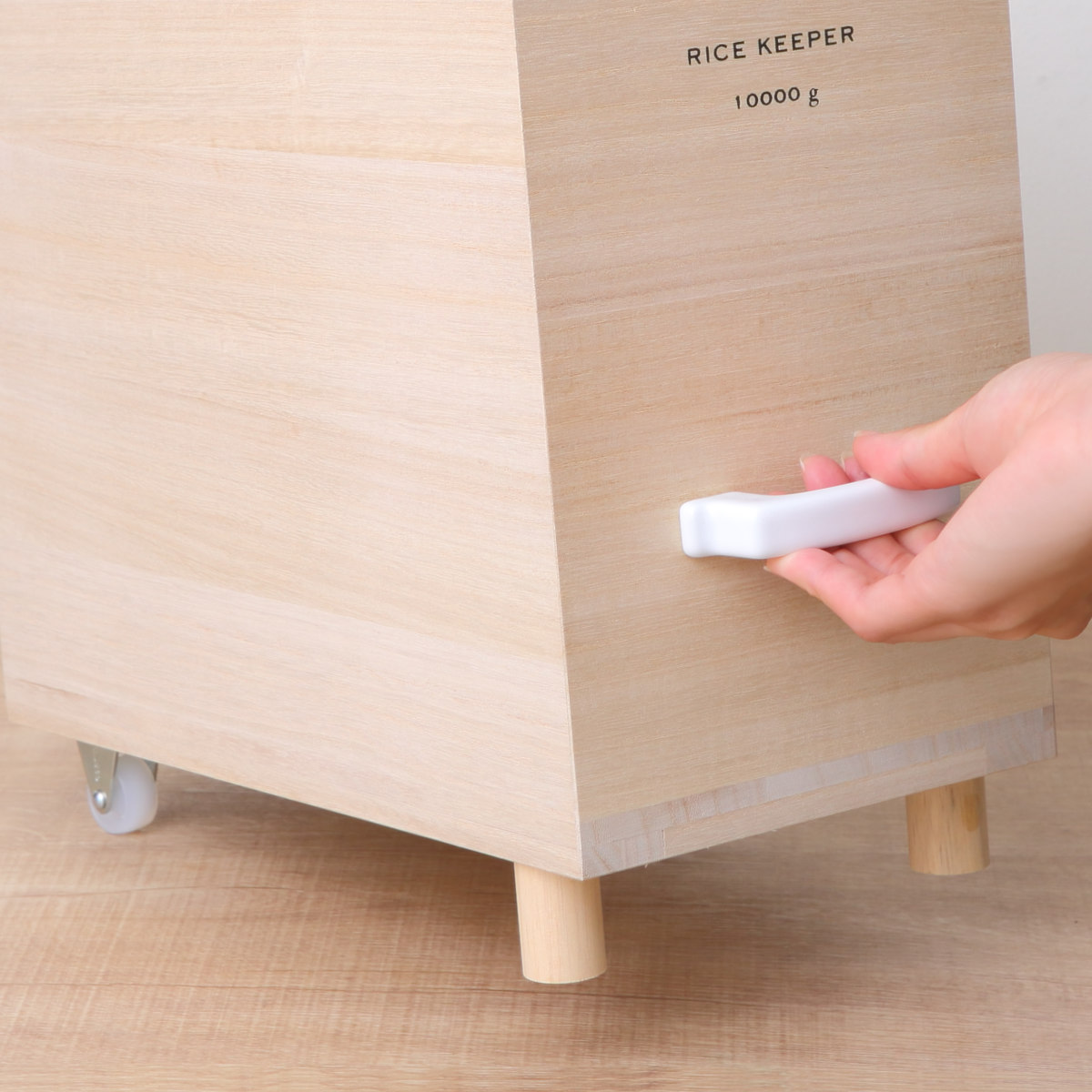 ライスストッカー 技物専科 米びつ 10kg用 キャスター付き 桐製 日本製 ( 米櫃 こめびつ ライスボックス キャスター 保存容器 おすすめ 10kg 10キロ 桐 和風 桐製米びつ お米 収納 保存 ストッカー キッチン スリム すき間 隙間 )