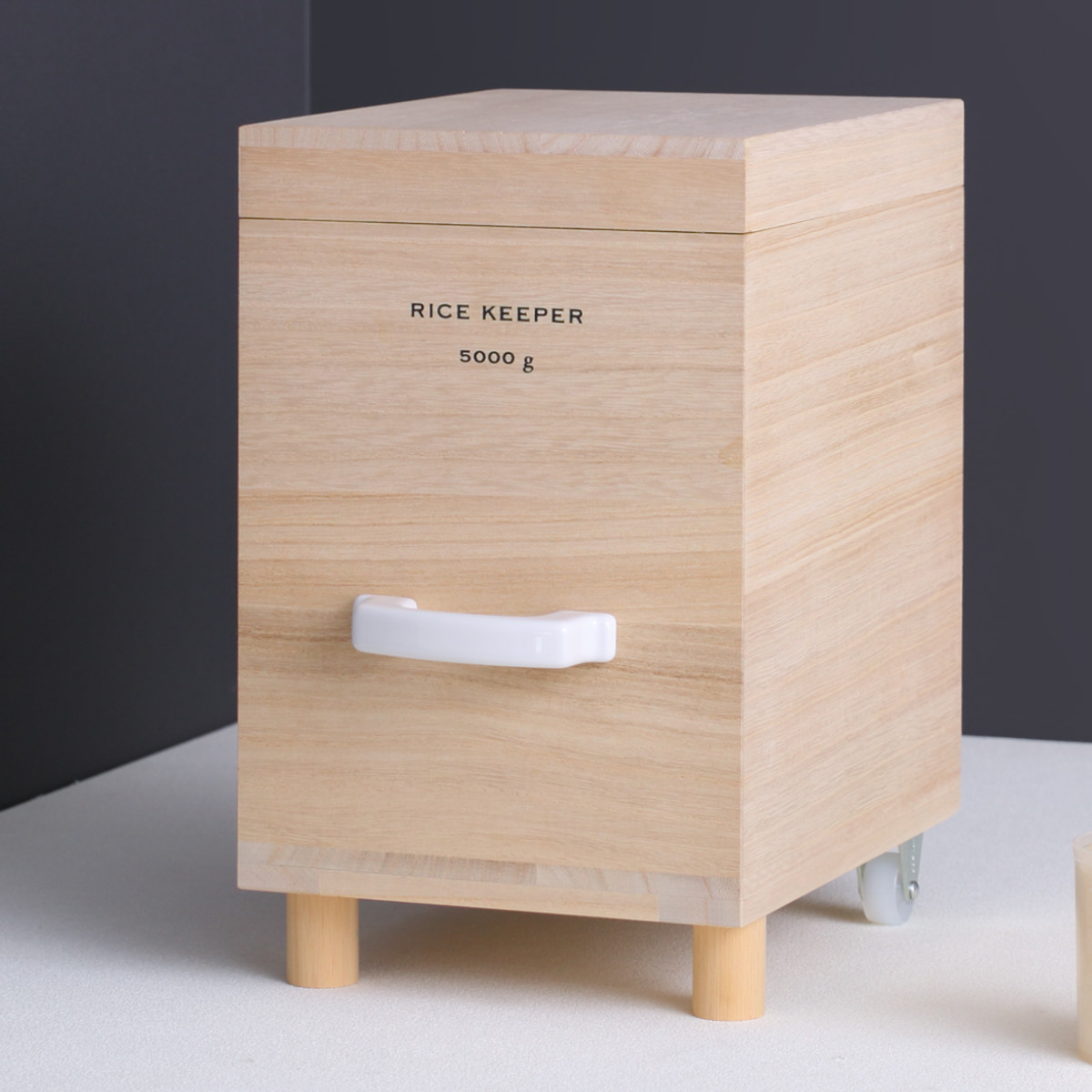 ライスストッカー 技物専科 米びつ 5kg用 キャスター付き 桐製 日本製 ( 米櫃 こめびつ ライスボックス キャスター 保存容器 おすすめ 5kg 5キロ 桐 和風 桐製米びつ お米 収納 保存 ストッカー キッチン スリム すき間 隙間 )