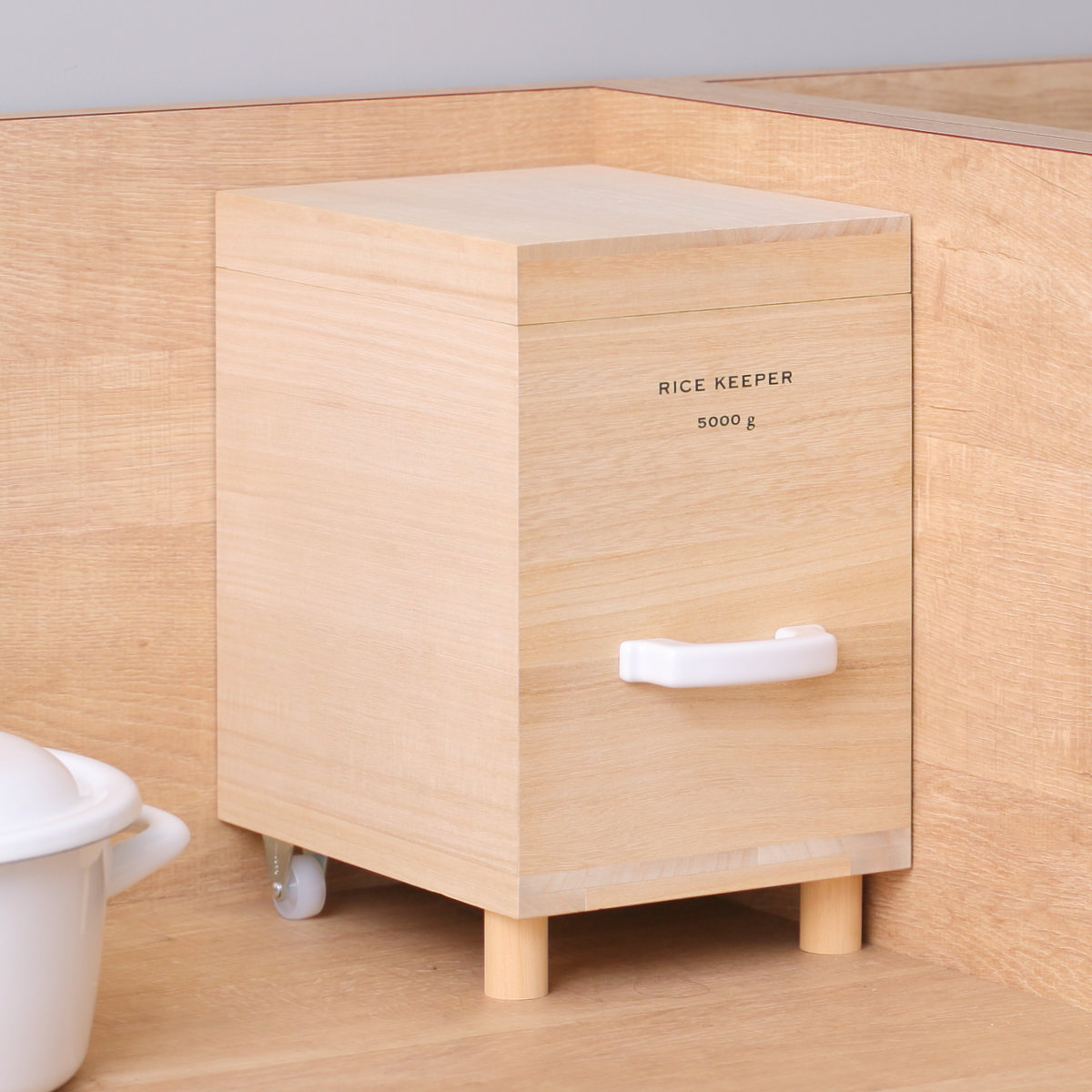 ライスストッカー 技物専科 米びつ 5kg用 キャスター付き 桐製 日本製 ( 米櫃 こめびつ ライスボックス キャスター 保存容器 おすすめ 5kg 5キロ 桐 和風 桐製米びつ お米 収納 保存 ストッカー キッチン スリム すき間 隙間 )