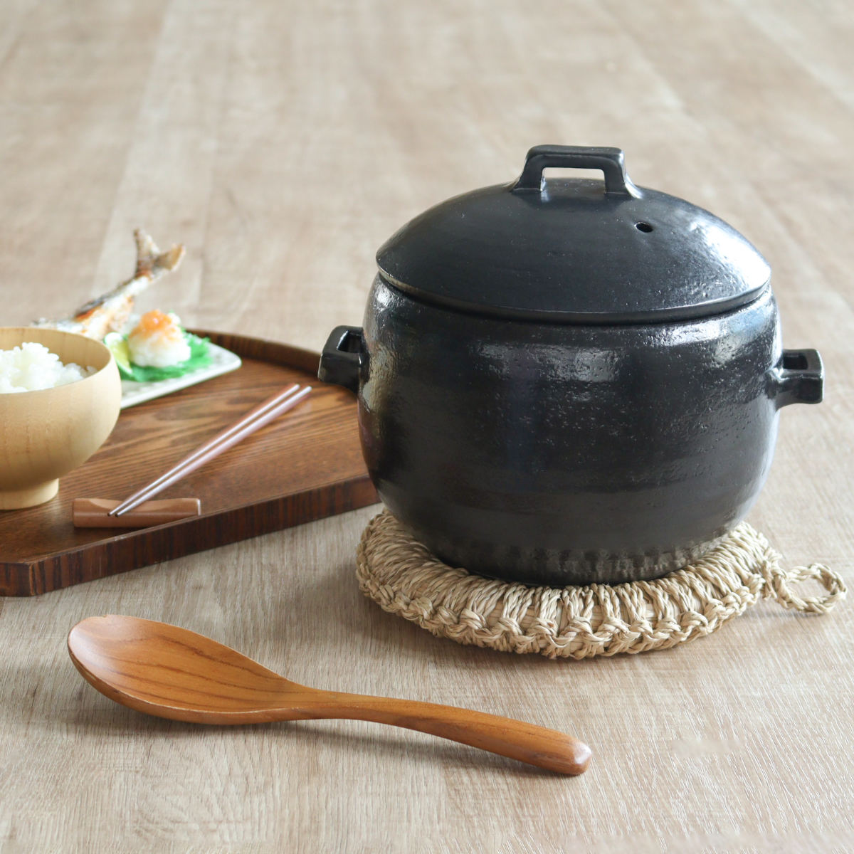 炊飯土鍋 2合炊 直火専用 中蓋付き OKATTE ごはん土鍋 日本製 ( ごはん鍋 ご飯土鍋 陶器製 どなべ おすすめ 電子レンジ対応 オーブン対応 2合 1合炊き ガス火対応 直火対応 ご飯鍋 土鍋 炊飯鍋 炊飯用土鍋 二合炊き 二重蓋 ) 【ホワイト】 ホワイト