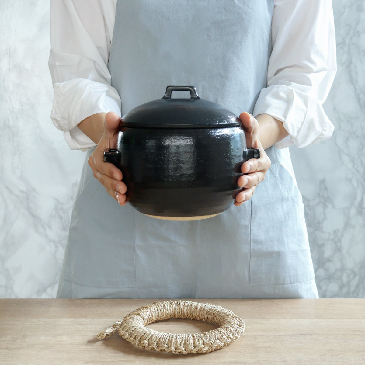 炊飯土鍋 2合炊 直火専用 中蓋付き OKATTE ごはん土鍋 日本製 ( ごはん鍋 ご飯土鍋 陶器製 どなべ おすすめ 電子レンジ対応 オーブン対応 2合 1合炊き ガス火対応 直火対応 ご飯鍋 土鍋 炊飯鍋 炊飯用土鍋 二合炊き 二重蓋 ) 【ホワイト】 ホワイト