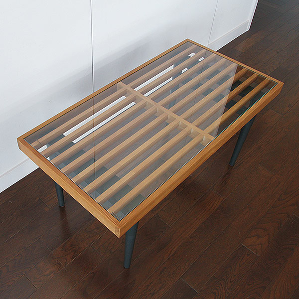 テーブル 長方形 幅86cm ガラス天板 天然木 センターテーブル （ リビングテーブル 机 ローテーブル 格子 ガラス ）