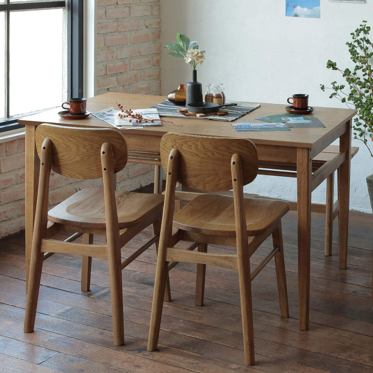 ダイニングテーブル 幅120cm Rasic 木製 長方形 （ テーブル ダイニング 食卓 4人掛け 天板下 収納 棚 オーク 木目調 おしゃれ 北欧風 シ