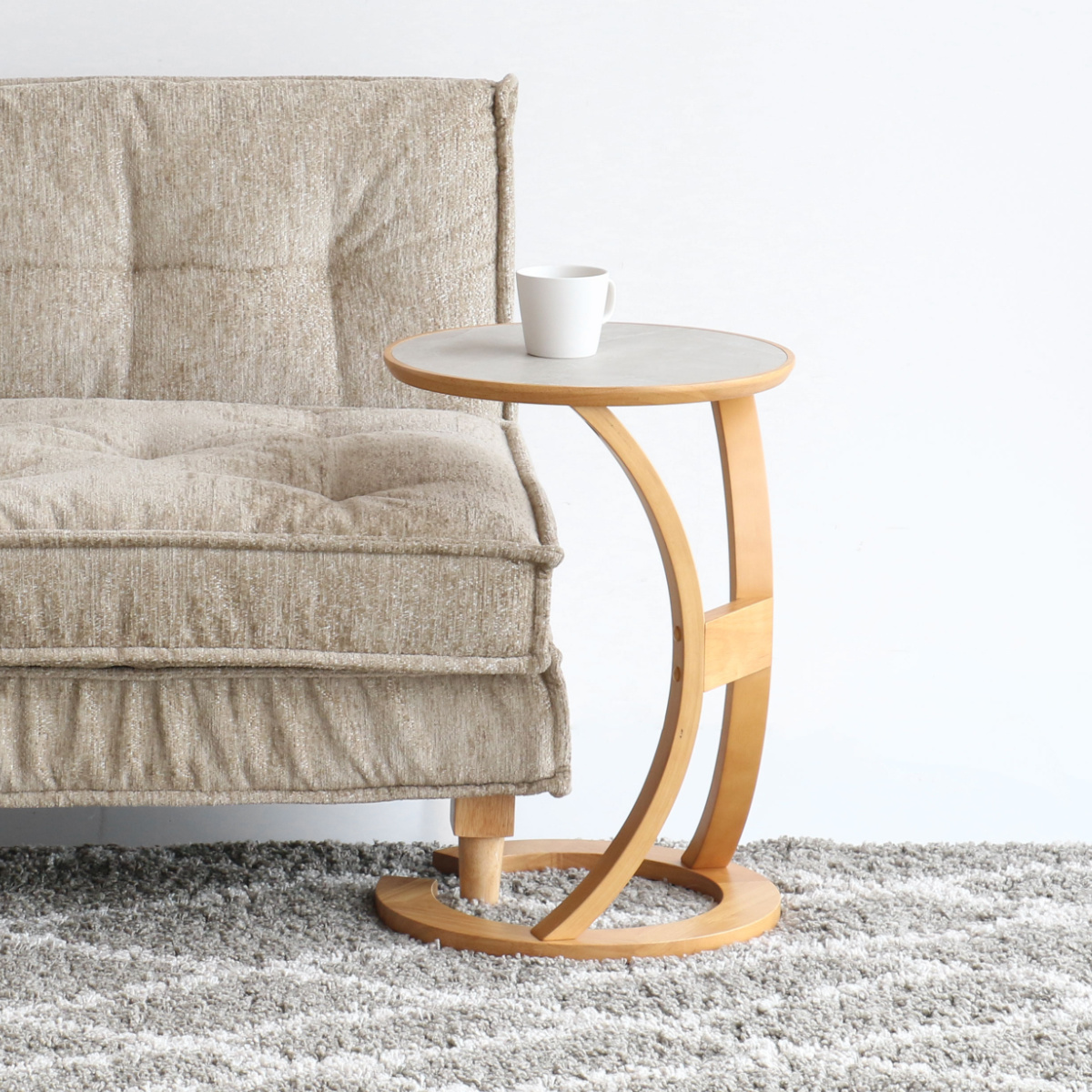 サイドテーブル 高さ56cm 丸型 木製 おしゃれ LOTUS （ ソファ