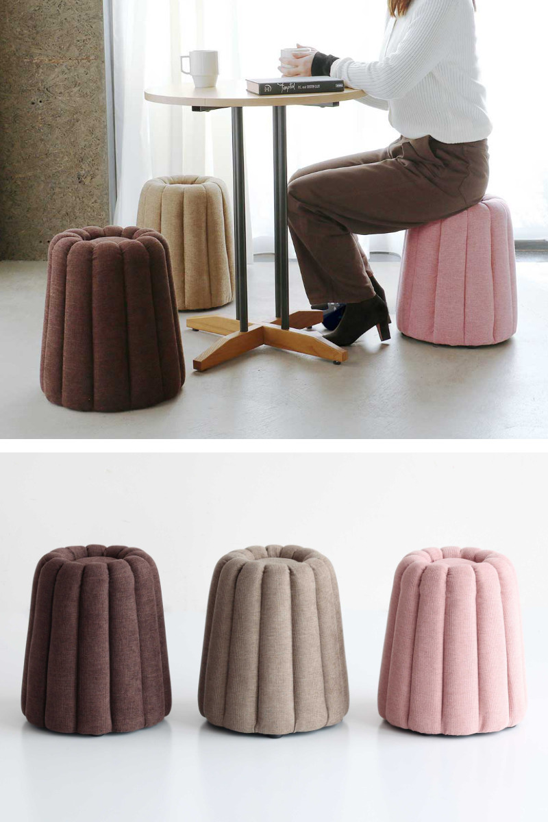 スツール カヌレ 座面高40.5cm ( 椅子 オットマン コンパクト ローチェア チェア イス かわいい スイーツ お菓子 くすみカラー インテリア ) 【ピンク】 ピンク
