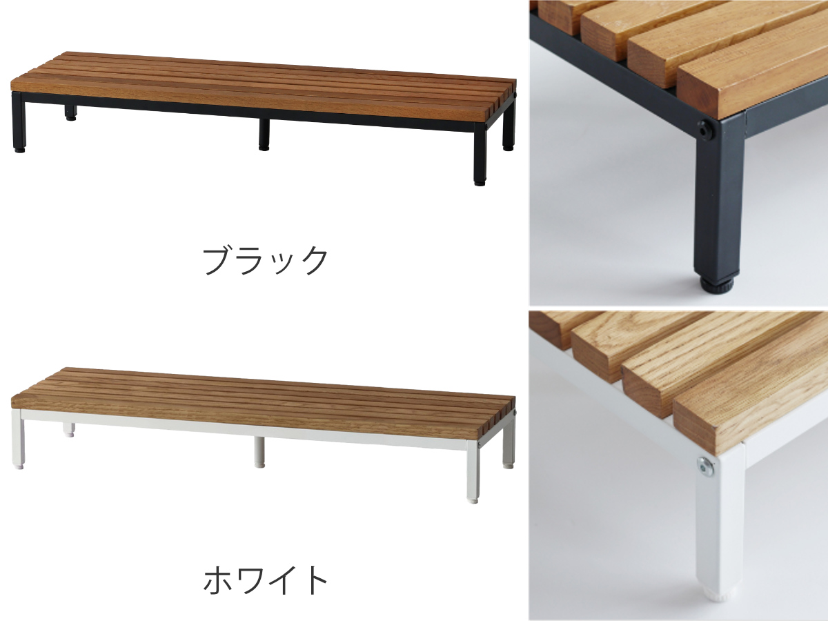 踏み台 玄関 Entrance Stage 90cm ( 玄関台 玄関ステップ ステップ台 昇降 一段 スチール 天然木 オーク材 高さ14cm 子ども おしゃれ 靴 収納 土間 シューズクローク 玄関収納 ) 【ホワイト】 ホワイト