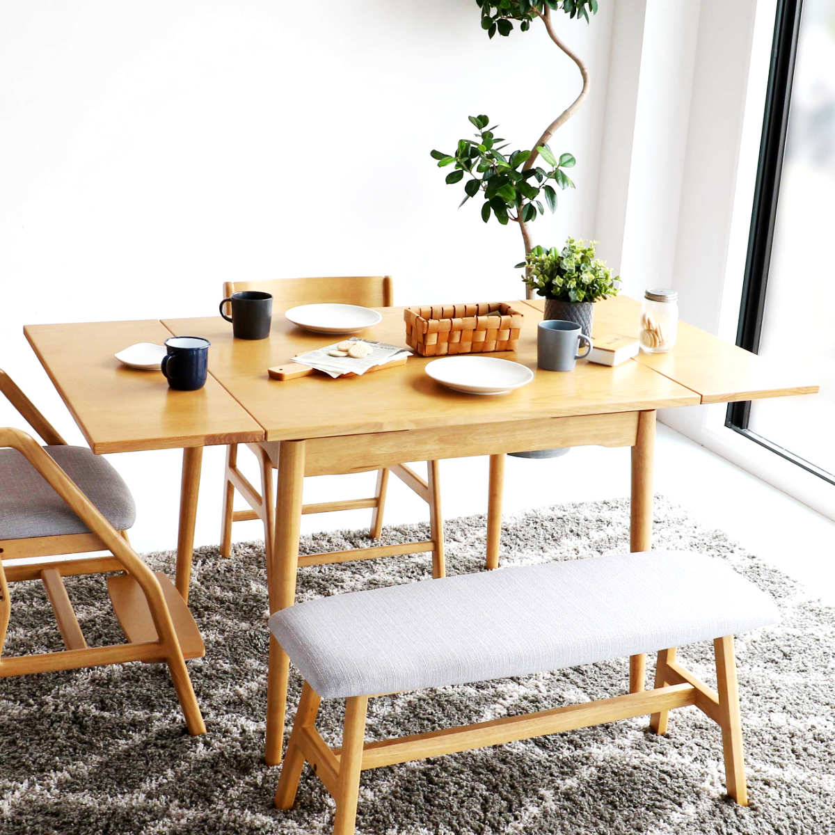 ダイニングテーブル 伸張式 幅90cm 120cm 150cm E-Toko ( テーブル 食卓テーブル 2人用 4人用 机 木製 天然木 四角 伸縮テーブル スライド ダイニング 食卓 リビング 木製テーブル おしゃれ 便利 来客 北欧 )