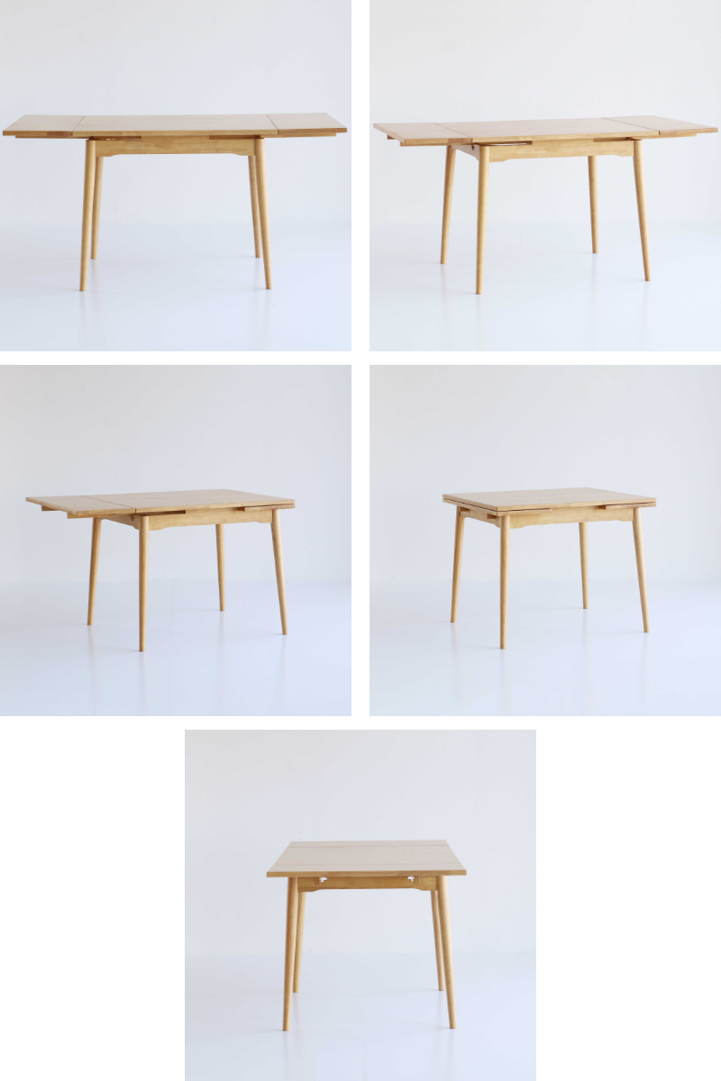 ダイニングテーブル 伸張式 幅90cm 120cm 150cm E-Toko ( テーブル 食卓テーブル 2人用 4人用 机 木製 天然木 四角 伸縮テーブル スライド ダイニング 食卓 リビング 木製テーブル おしゃれ 便利 来客 北欧 )