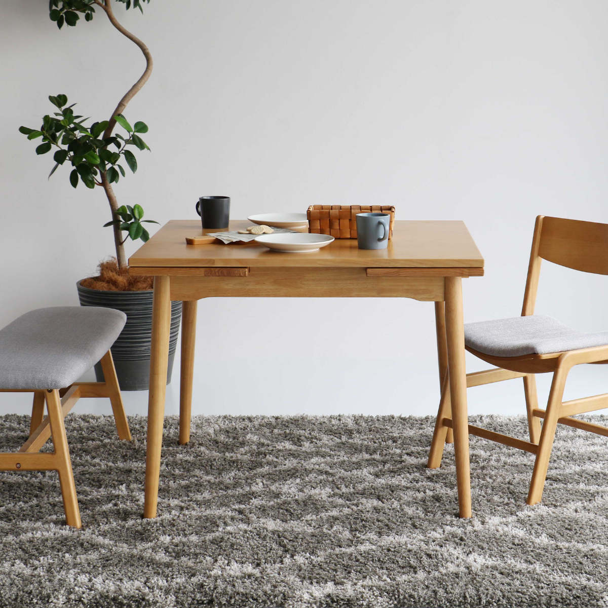 ダイニングテーブル 伸張式 幅90cm 120cm 150cm E-Toko ( テーブル 食卓テーブル 2人用 4人用 机 木製 天然木 四角 伸縮テーブル スライド ダイニング 食卓 リビング 木製テーブル おしゃれ 便利 来客 北欧 )