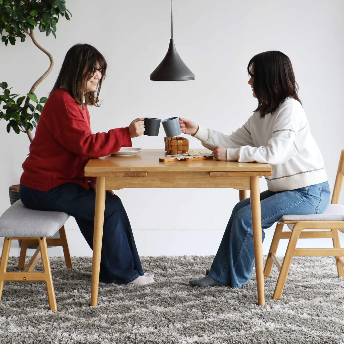 ダイニングテーブル 伸張式 幅90cm 120cm 150cm E-Toko ( テーブル 食卓テーブル 2人用 4人用 机 木製 天然木 四角 伸縮テーブル スライド ダイニング 食卓 リビング 木製テーブル おしゃれ 便利 来客 北欧 )