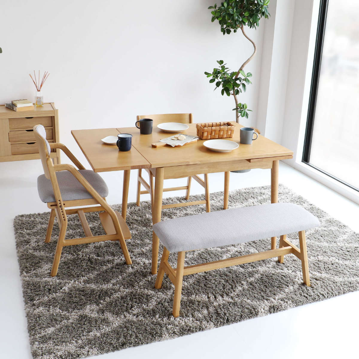 ダイニングテーブル 伸張式 幅90cm 120cm 150cm E-Toko ( テーブル 食卓テーブル 2人用 4人用 机 木製 天然木 四角 伸縮テーブル スライド ダイニング 食卓 リビング 木製テーブル おしゃれ 便利 来客 北欧 )