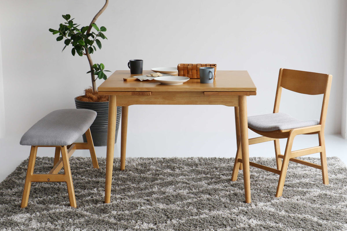 ダイニングベンチ 幅90cm E-Toko ( コンパクト ベンチ ダイニング 木製 天然木 ファブリック 布張り 北欧 ダイニングチェア 長椅子 1人用 2人用 食卓 リビング ベンチチェア リビングベンチ チェア 椅子 食卓椅子 おしゃれ 軽量 )