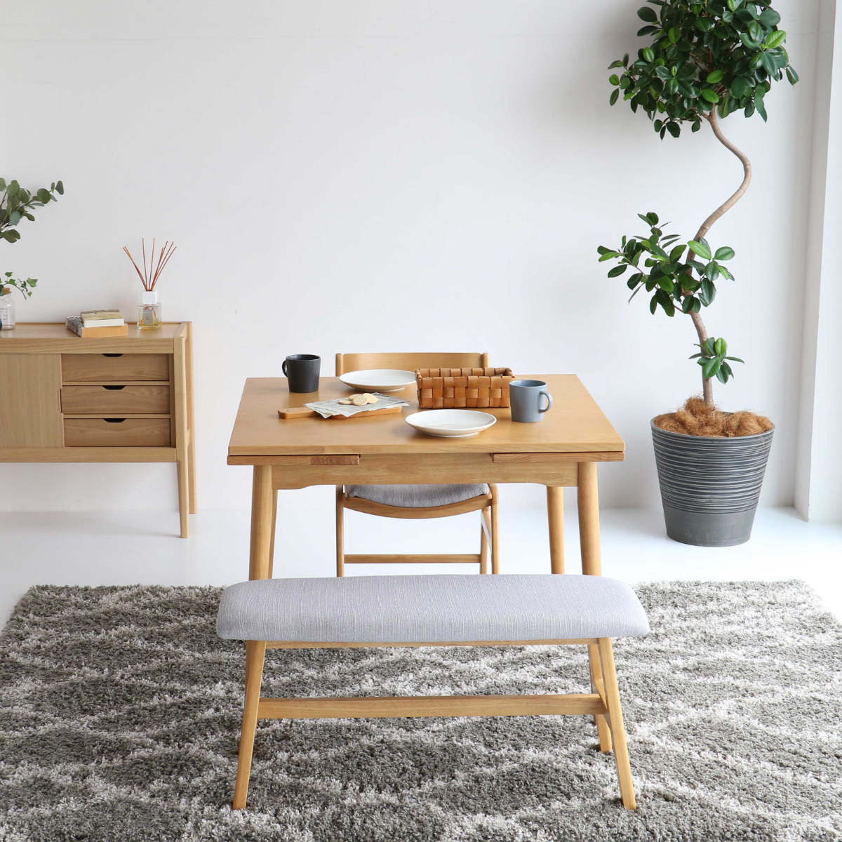 ダイニングベンチ 幅90cm E-Toko ( コンパクト ベンチ ダイニング 木製 天然木 ファブリック 布張り 北欧 ダイニングチェア 長椅子 1人用 2人用 食卓 リビング ベンチチェア リビングベンチ チェア 椅子 食卓椅子 おしゃれ 軽量 )