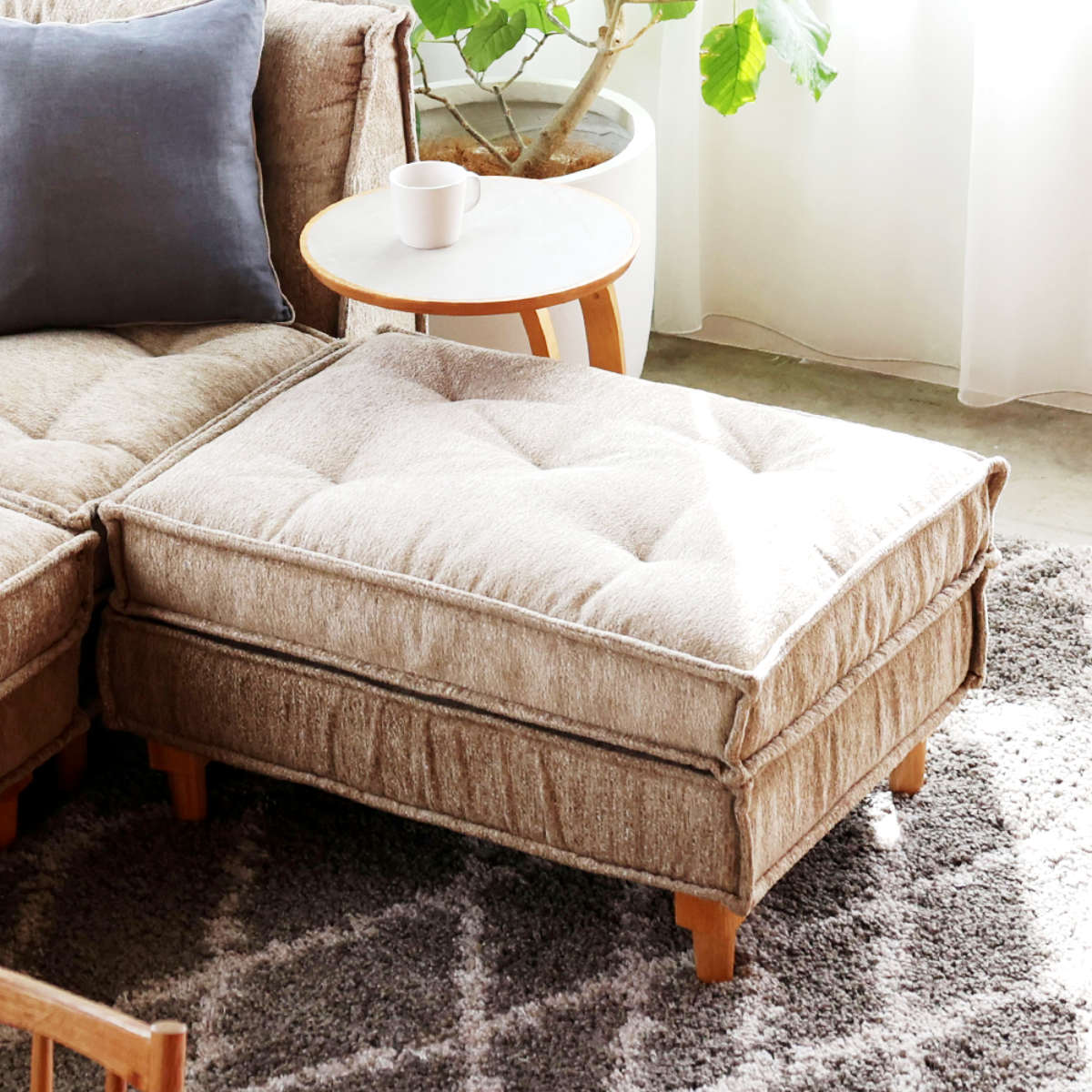 オットマン 幅81cm スツール Herit （ ソファ 足置き ソファー リビングソファ 脚付き 座面 ゆったり 広い アレンジ 快適 疲れにくい 脚 取り外し ローソファ フロアソファ 一人掛け 北欧 おしゃれ ファブリック ）