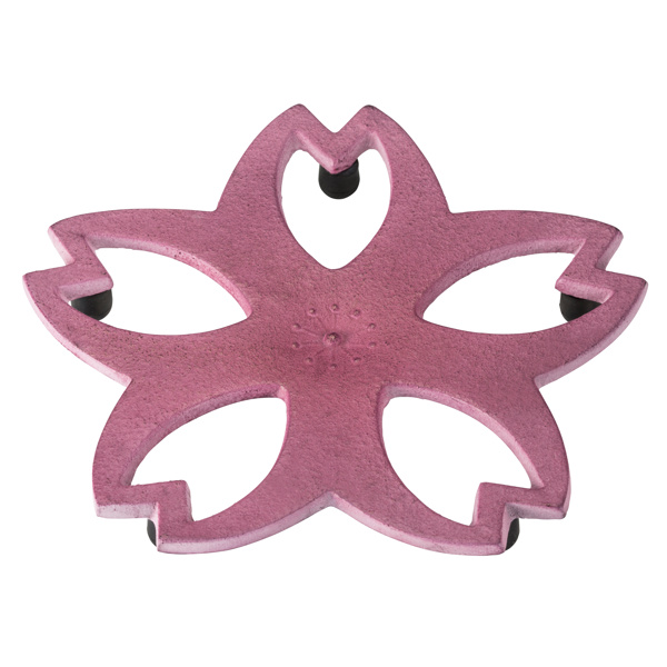 釜敷 南部鉄 桜 釜敷き 鋳物 日本製 ( 急須置き 鍋敷き やかん置き 金属 鋳鉄 南部鉄器 茶道 土瓶敷き トリベット 鍋敷 釜置 急須 やかん 鍋 釜 置き 敷き 茶道具 ) 【墨】 墨