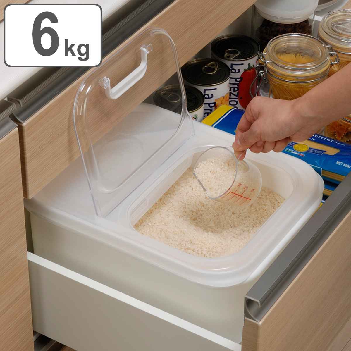 米びつ 気くばり米びつ 6kg ライスボックス （ 5kg 米櫃 システムキッチン おすすめ 米 ストッカー 保管 保存 ライスストッカー ）