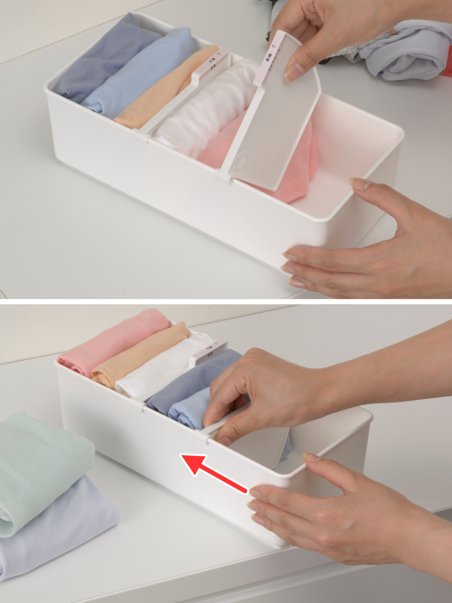 仕切りボックス 下着収納ケース M 仕切り付 幅29.2×奥行13.9×高さ10.8cm ( 収納 収納ボックス 仕切りケース ケース 仕切り 仕分け プラスチック インナーボックス 衣類収納 引出し 引き出し チェスト 小物収納 整理整頓 )