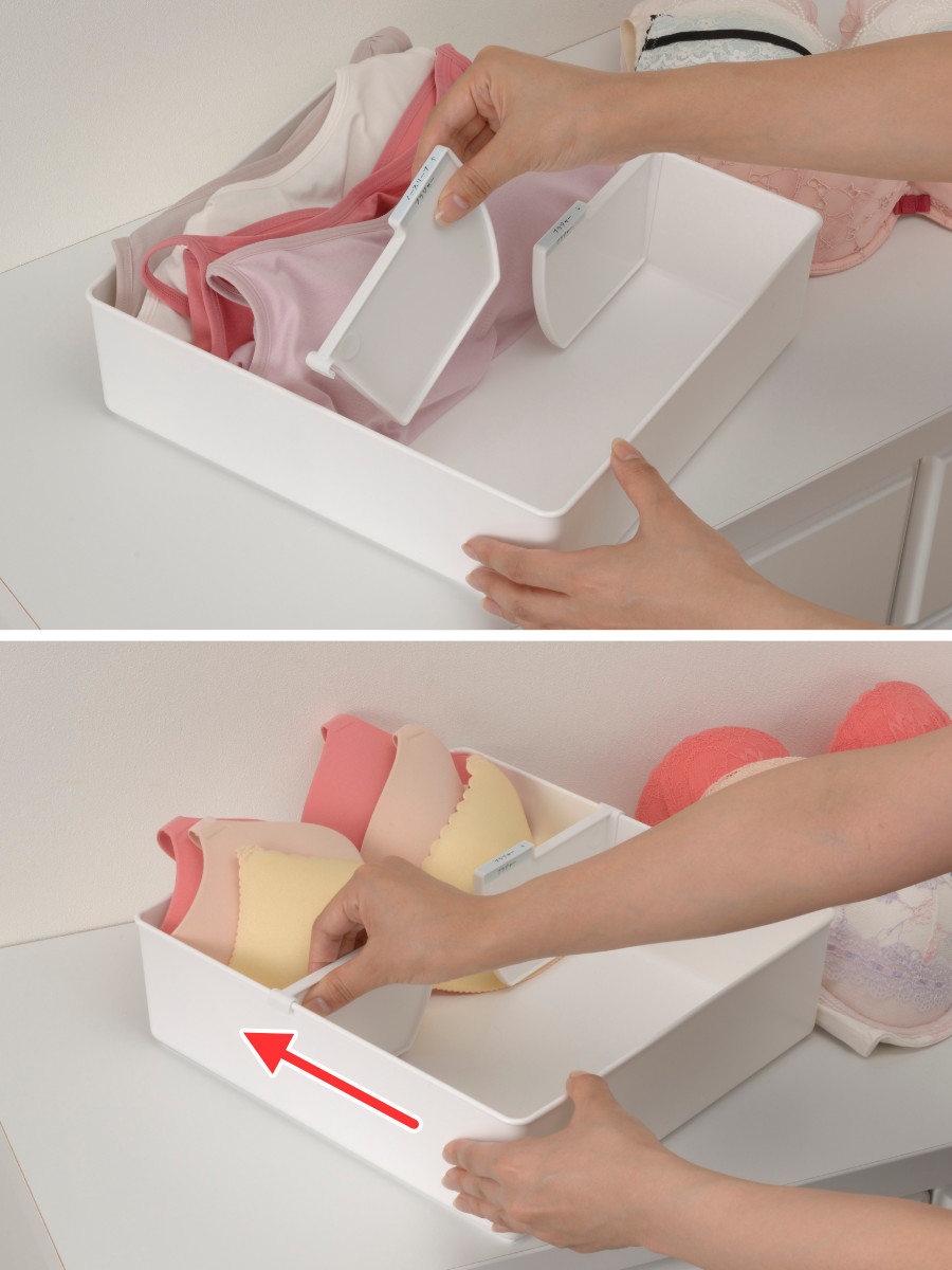 仕切りボックス 下着収納ケース L 仕切り付 幅29.2×奥行30.8×高さ10.8cm ( 収納 収納ボックス 仕切りケース ケース 仕切り 仕分け プラスチック インナーボックス 衣類収納 引出し 引き出し チェスト 小物収納 整理整頓 )