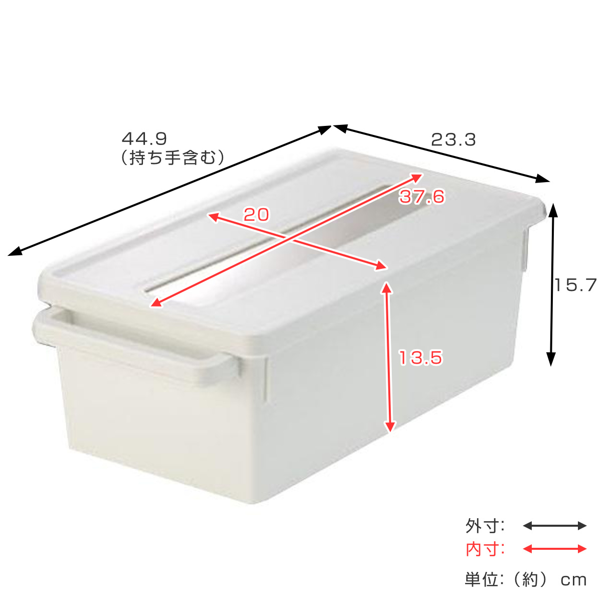 収納ケース メディアコンテナ DVD用 ホワイト 幅44.9×奥行23.3×高さ15.7cm ( DVD収納ケース 収納ボックス メディア収納 ボックス ケース フタ付き 仕切り付き 積み重ね プラスチック 収納 保管 整理 小物収納 )