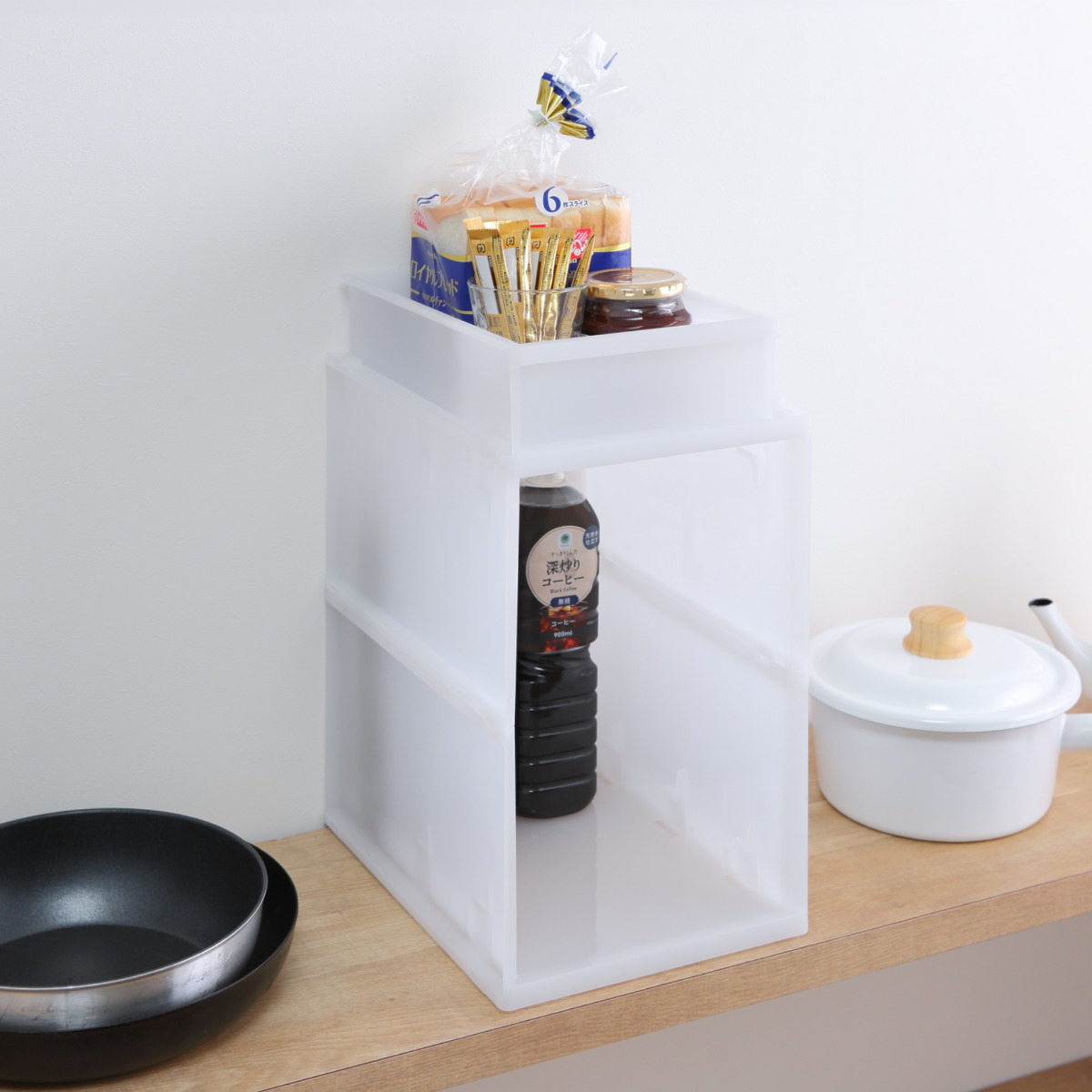 洗面下収納 フリーラック 幅22.2×奥行29.5高さ18.5cm 洗面下ラック ( 洗面下 収納 ラック 収納棚 引出し式 収納ボックス スタッキング 組み合わせ 棚 引き出し ボックス 半透明 洗面台 整理 シンク下 隙間 )