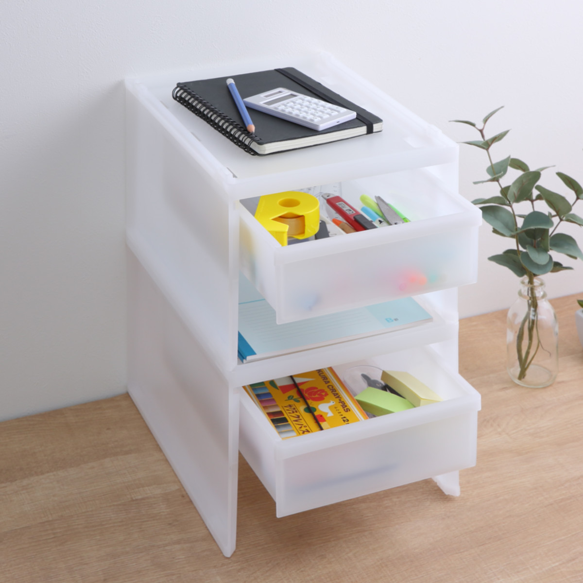 洗面下収納 フリーラック 幅22.2×奥行29.5高さ18.5cm 洗面下ラック ( 洗面下 収納 ラック 収納棚 引出し式 収納ボックス スタッキング 組み合わせ 棚 引き出し ボックス 半透明 洗面台 整理 シンク下 隙間 )