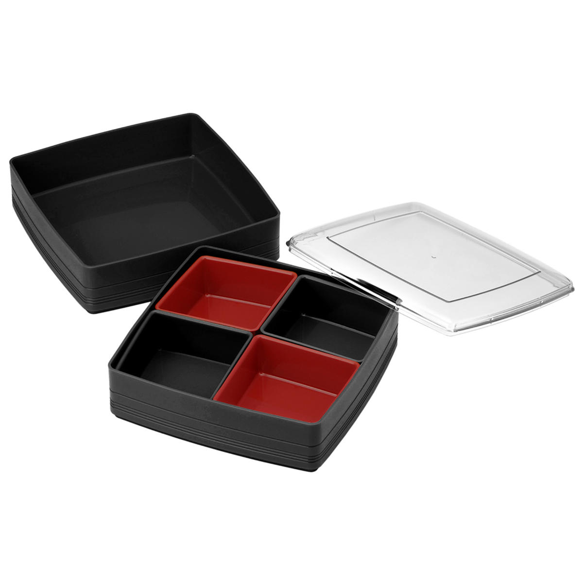 お重 彩御膳 2段 ( 御重 ファミリーランチボックス 和風 お正月 日本製 お重箱 4~5人 一段 仕切付き 中子付き 中子 無地 お弁当 入れ物 おせち 2段 シンプル オシャレ 上品 ) 【ブラック】 ブラック