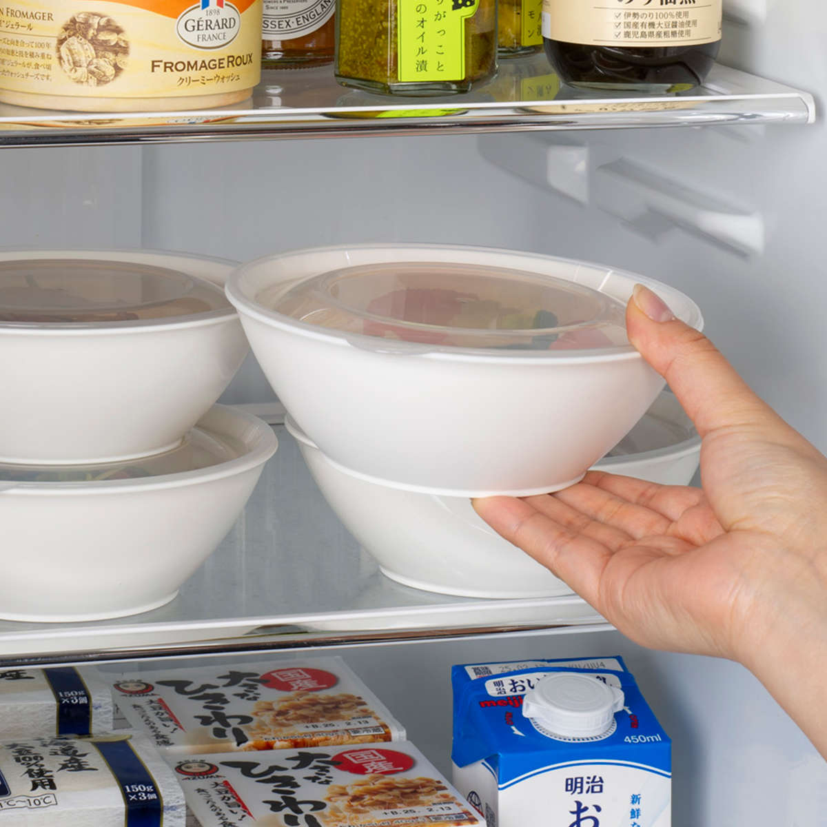 保存容器 そのまま食卓に出せる保存容器 L ( 480ml 保存 容器 食品保存容器 食品 食洗機対応 電子レンジ対応 冷凍 食品保存 日本製 ストッカー 作り置き 常備菜 そのまま出せる 白い器 プラスチック BPAフリー )