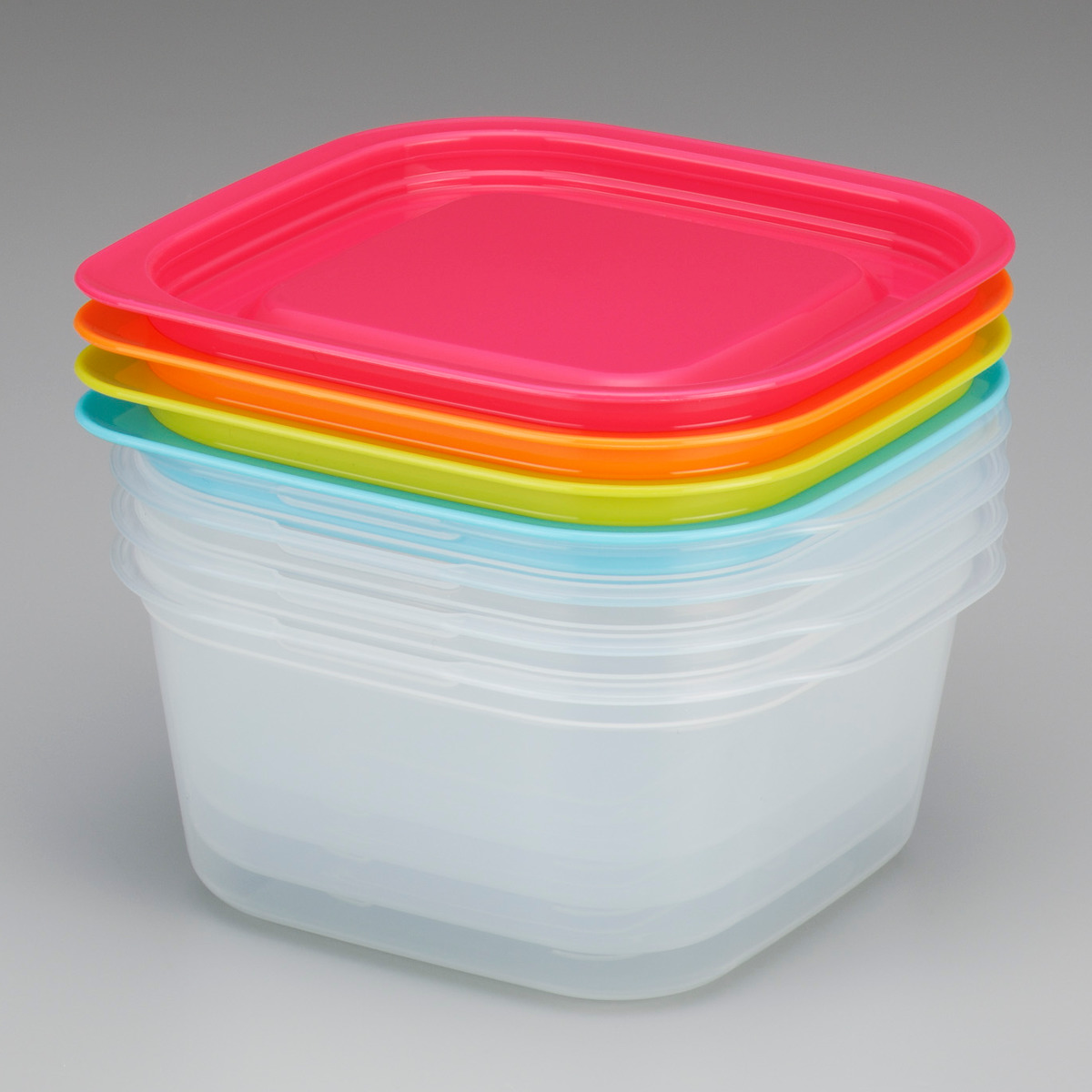 保存容器 楽ちんパック スクエア 630ml 4色組 ( 容器 フードケース 電子レンジ対応 フタをしたまま 日本製 冷凍 冷蔵 洗いやすい フードコンテナ プラスチック レンジOK 作り置き 常備菜 おかず 角型 透明 中が見える )