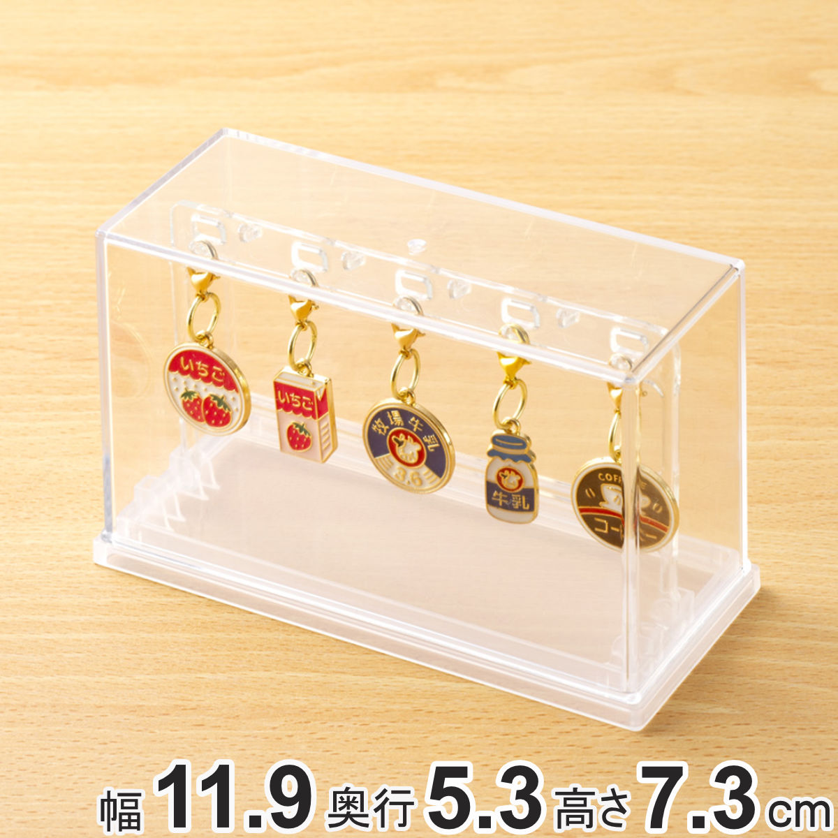 ミニチャーム ディスプレイケース 収納ケース11.9×5.3×7.3cm ( 収納 ケース ディスプレイ 飾る コレクション ボックス コレクションケース 見せる収納 ディスプレー 入れ物 入れ 収集 ガチャガチャ )