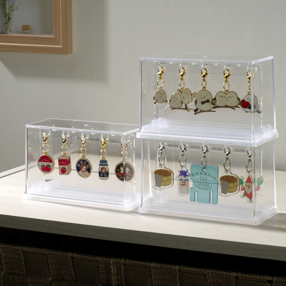 ミニチャーム ディスプレイケース 収納ケース11.9×5.3×7.3cm ( 収納 ケース ディスプレイ 飾る コレクション ボックス コレクションケース 見せる収納 ディスプレー 入れ物 入れ 収集 ガチャガチャ )
