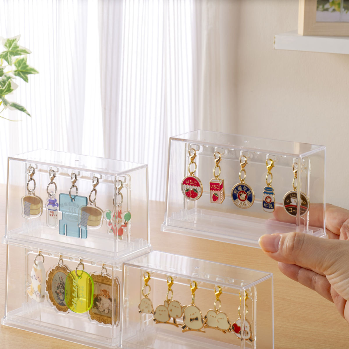 ミニチャーム ディスプレイケース 収納ケース11.9×5.3×7.3cm ( 収納 ケース ディスプレイ 飾る コレクション ボックス コレクションケース 見せる収納 ディスプレー 入れ物 入れ 収集 ガチャガチャ )