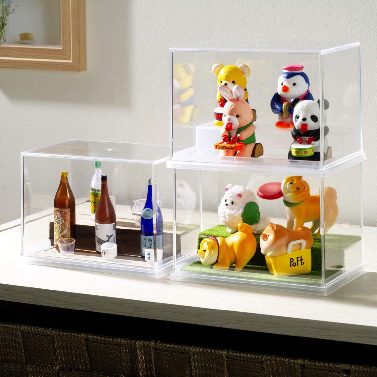 ミニフィギュア ディスプレイケース 収納ケース 10個セット 11.9×7.8×8.3cm ( 収納 ケース ディスプレイ 飾る コレクション ボックス コレクションケース 見せる収納 ディスプレー 入れ物 入れ 収集 ガチャガチャ ひな壇 )