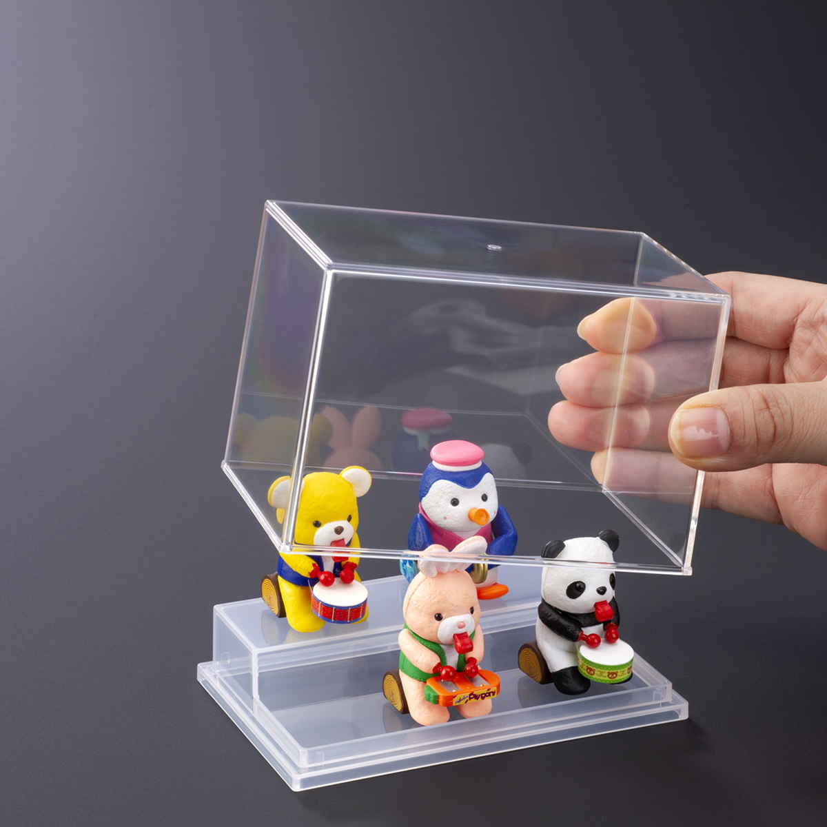 ミニフィギュア ディスプレイケース 収納ケース 10個セット 11.9×7.8×8.3cm ( 収納 ケース ディスプレイ 飾る コレクション ボックス コレクションケース 見せる収納 ディスプレー 入れ物 入れ 収集 ガチャガチャ ひな壇 )