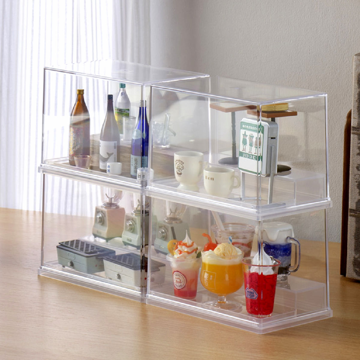 ミニフィギュア ディスプレイケース 収納ケース 10個セット 11.9×7.8×8.3cm ( 収納 ケース ディスプレイ 飾る コレクション ボックス コレクションケース 見せる収納 ディスプレー 入れ物 入れ 収集 ガチャガチャ ひな壇 )