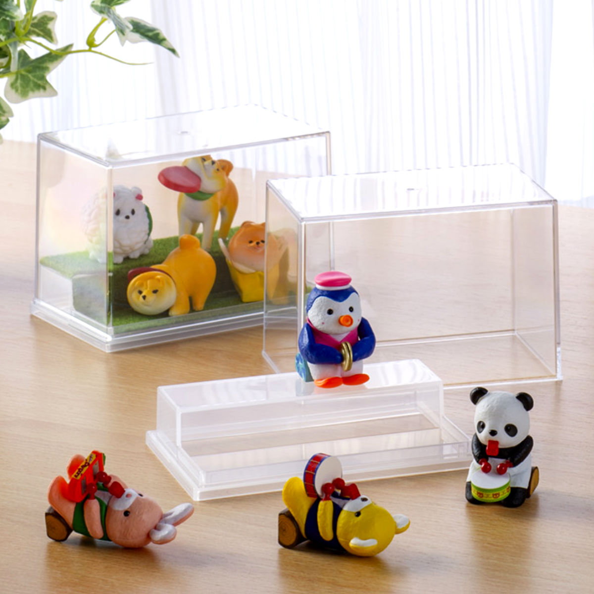 ミニフィギュア ディスプレイケース 収納ケース 10個セット 11.9×7.8×8.3cm ( 収納 ケース ディスプレイ 飾る コレクション ボックス コレクションケース 見せる収納 ディスプレー 入れ物 入れ 収集 ガチャガチャ ひな壇 )