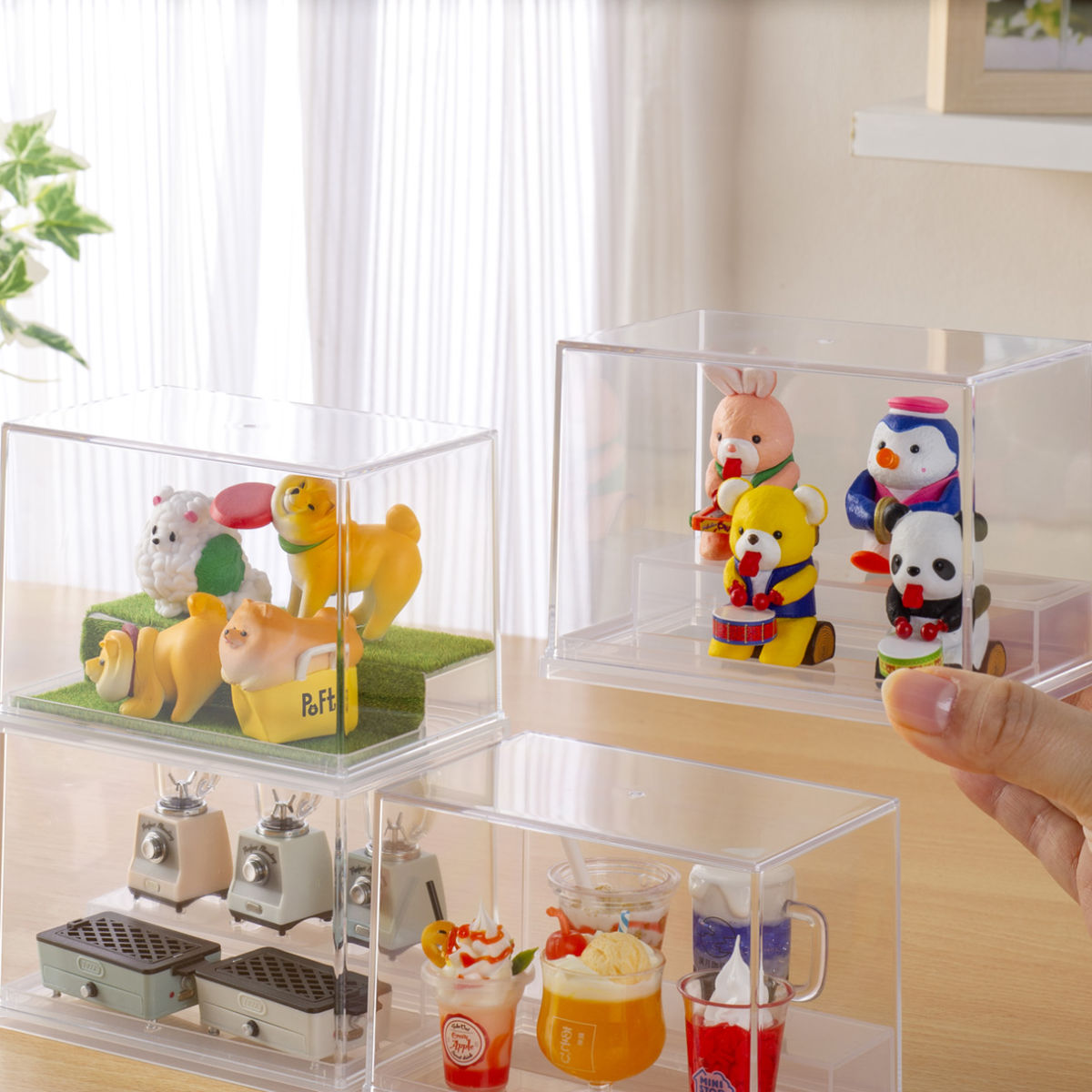 ミニフィギュア ディスプレイケース 収納ケース 10個セット 11.9×7.8×8.3cm ( 収納 ケース ディスプレイ 飾る コレクション ボックス コレクションケース 見せる収納 ディスプレー 入れ物 入れ 収集 ガチャガチャ ひな壇 )