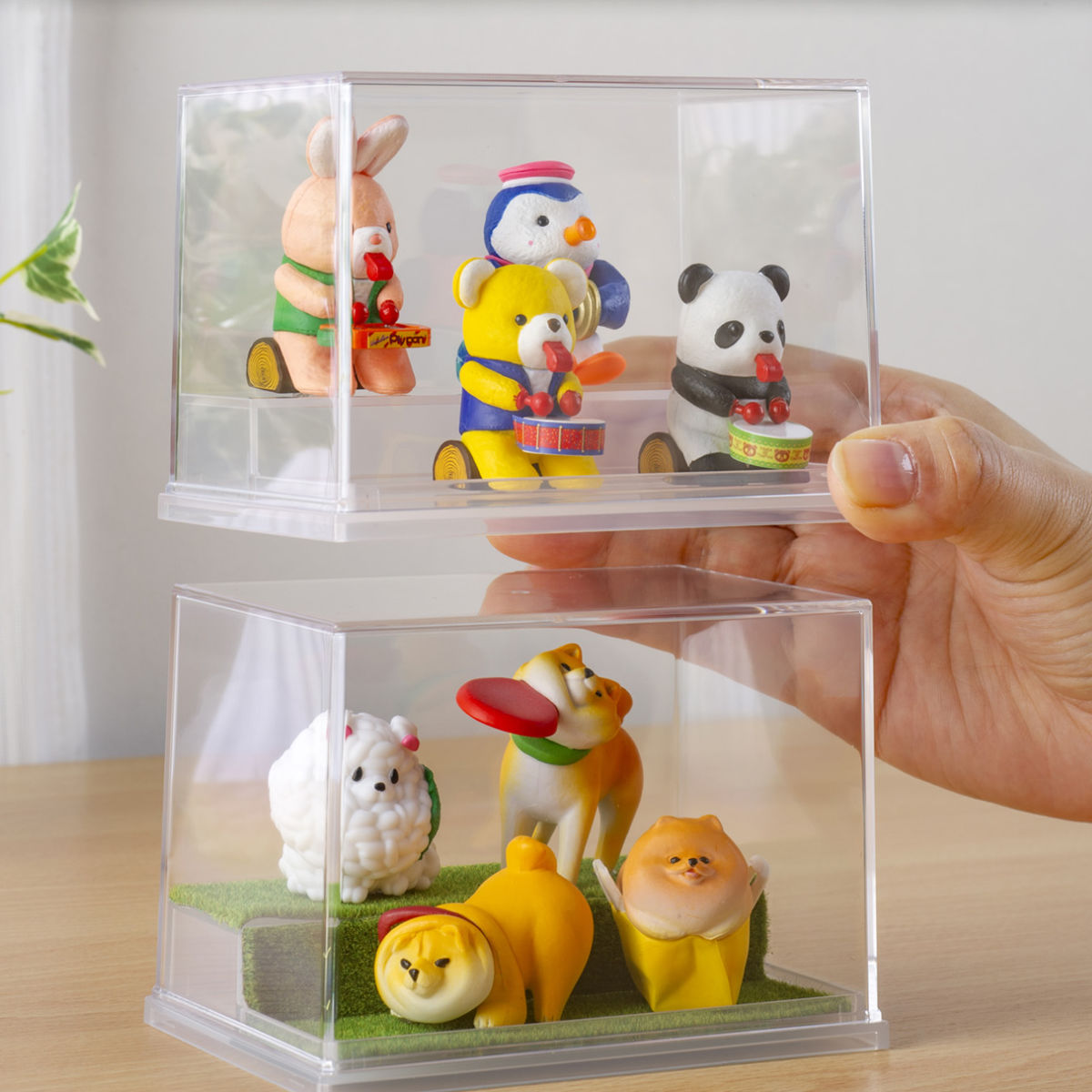 ミニフィギュア ディスプレイケース 収納ケース 10個セット 11.9×7.8×8.3cm ( 収納 ケース ディスプレイ 飾る コレクション ボックス コレクションケース 見せる収納 ディスプレー 入れ物 入れ 収集 ガチャガチャ ひな壇 )