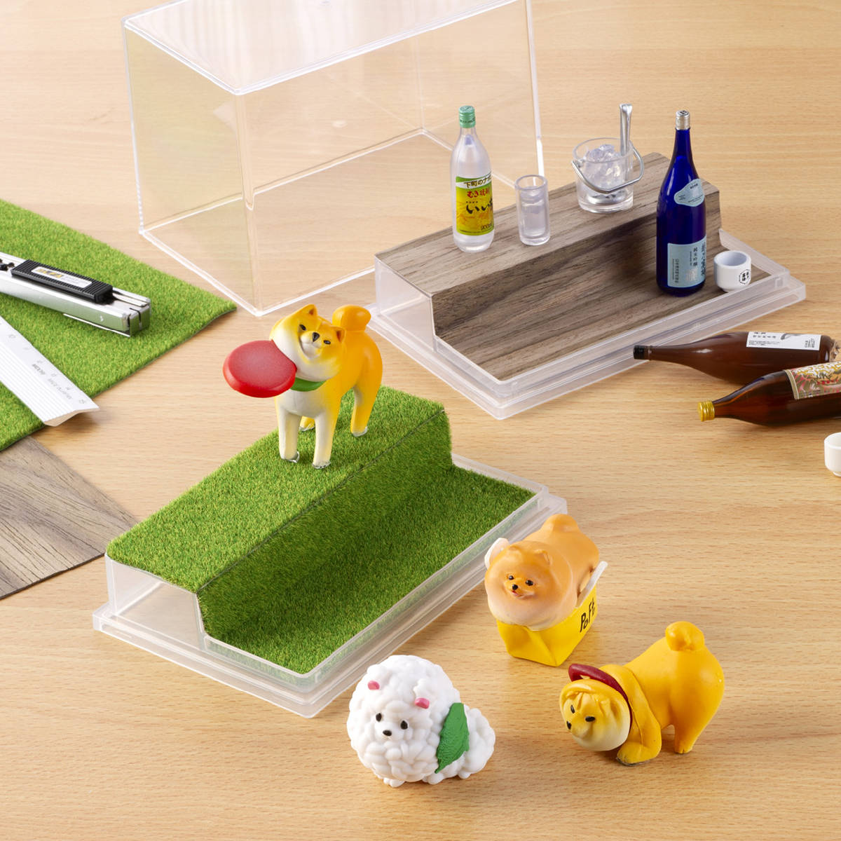 ミニフィギュア ディスプレイケース 収納ケース 10個セット 11.9×7.8×8.3cm ( 収納 ケース ディスプレイ 飾る コレクション ボックス コレクションケース 見せる収納 ディスプレー 入れ物 入れ 収集 ガチャガチャ ひな壇 )